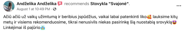 Tėvų atsiliepimai apie vasaros stovyklą Svajonė