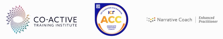 Credential badges, Coactive coaching, ICF ACC, Narrative Coach, 