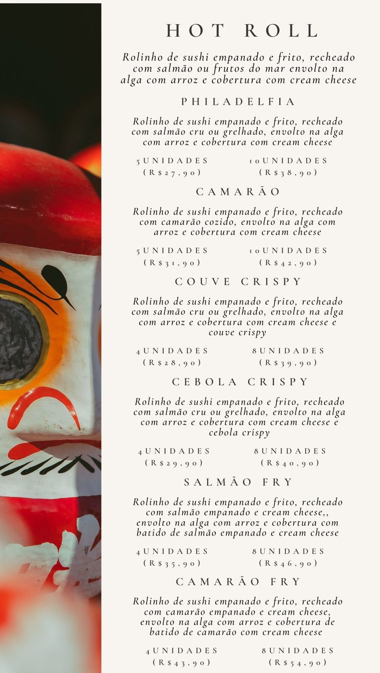 Cardápio Daruma Temaki e Rolls