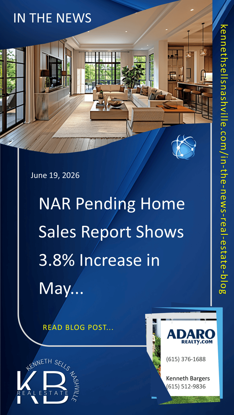 NAR Pending Home Sales Report Shows 3.8% Increase in May Announcement as of June 19, 2026