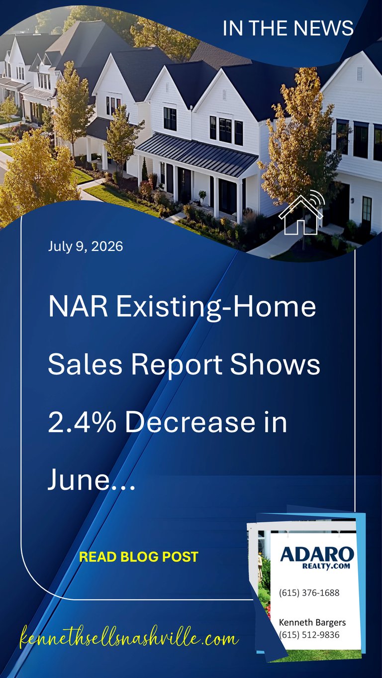NAR Existing-Home Sales Report Shows 2.4% Decrease in June