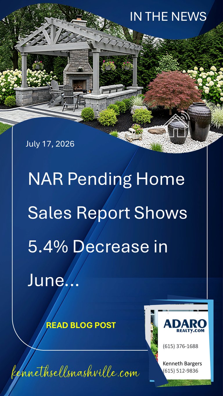NAR Pending Home Sales Report Shows 5.4% Decrease in June 2026