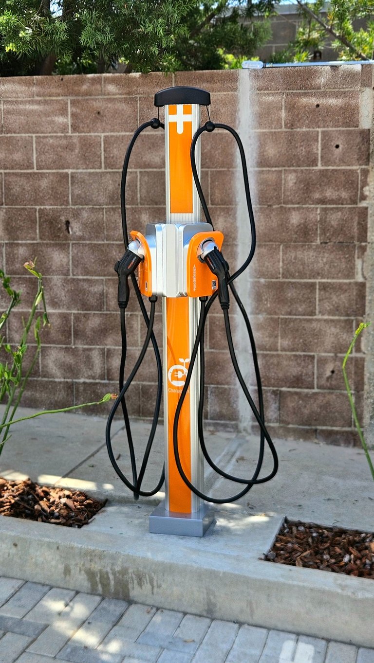 Commercial ChargePoint dual-port EV charging station installation in El Segundo, California.