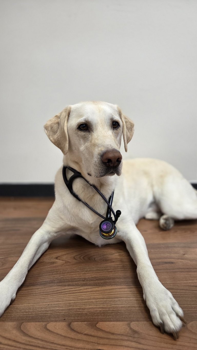 Chien chez le vétérinaire pour être soigné