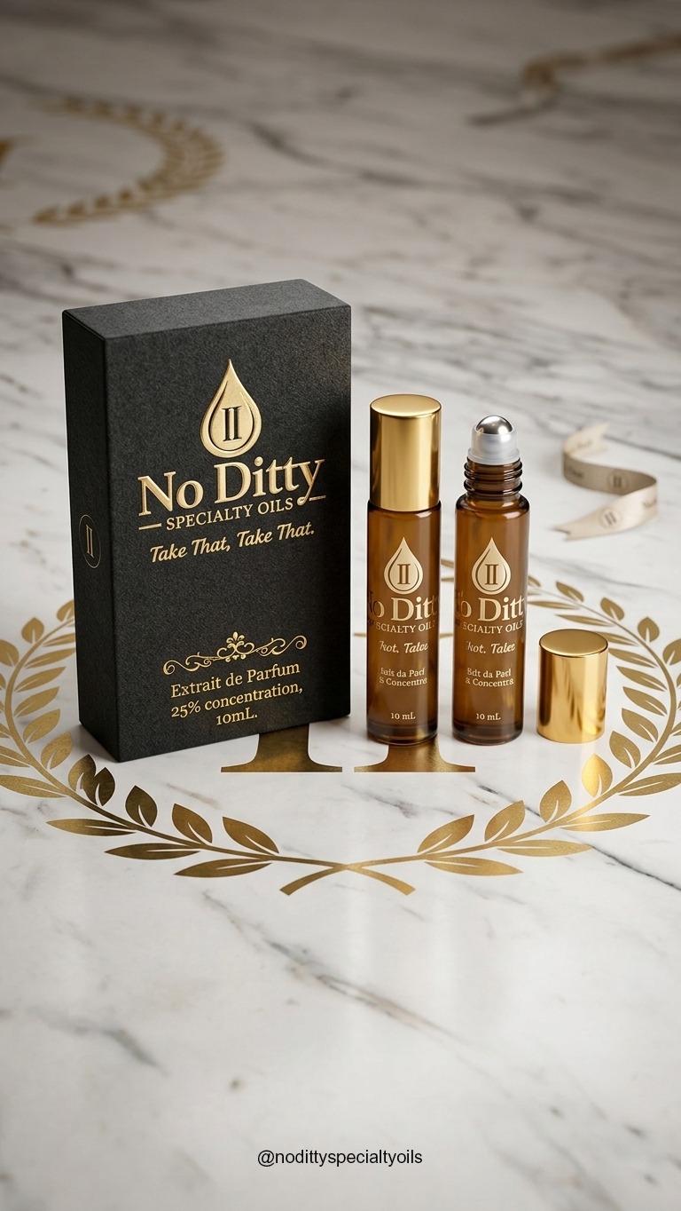 No Ditty Specialty Oil 25% Extrait de Parfum and Jojoba Oil Roll-on bottle and packaging
