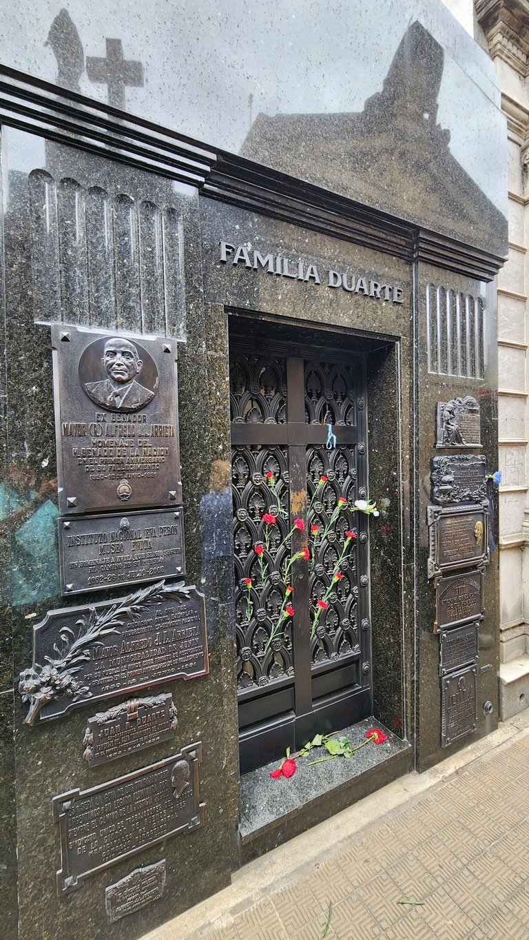Eva Peron's mausoleum in the Recoleta Cemetery in Buenos Aires, Argentina