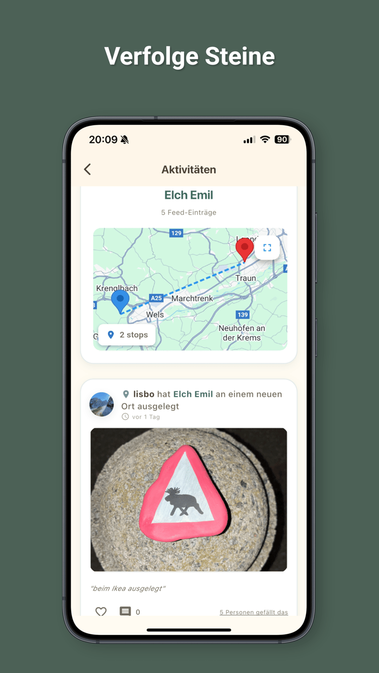 Screenshot der Steinereise Seite