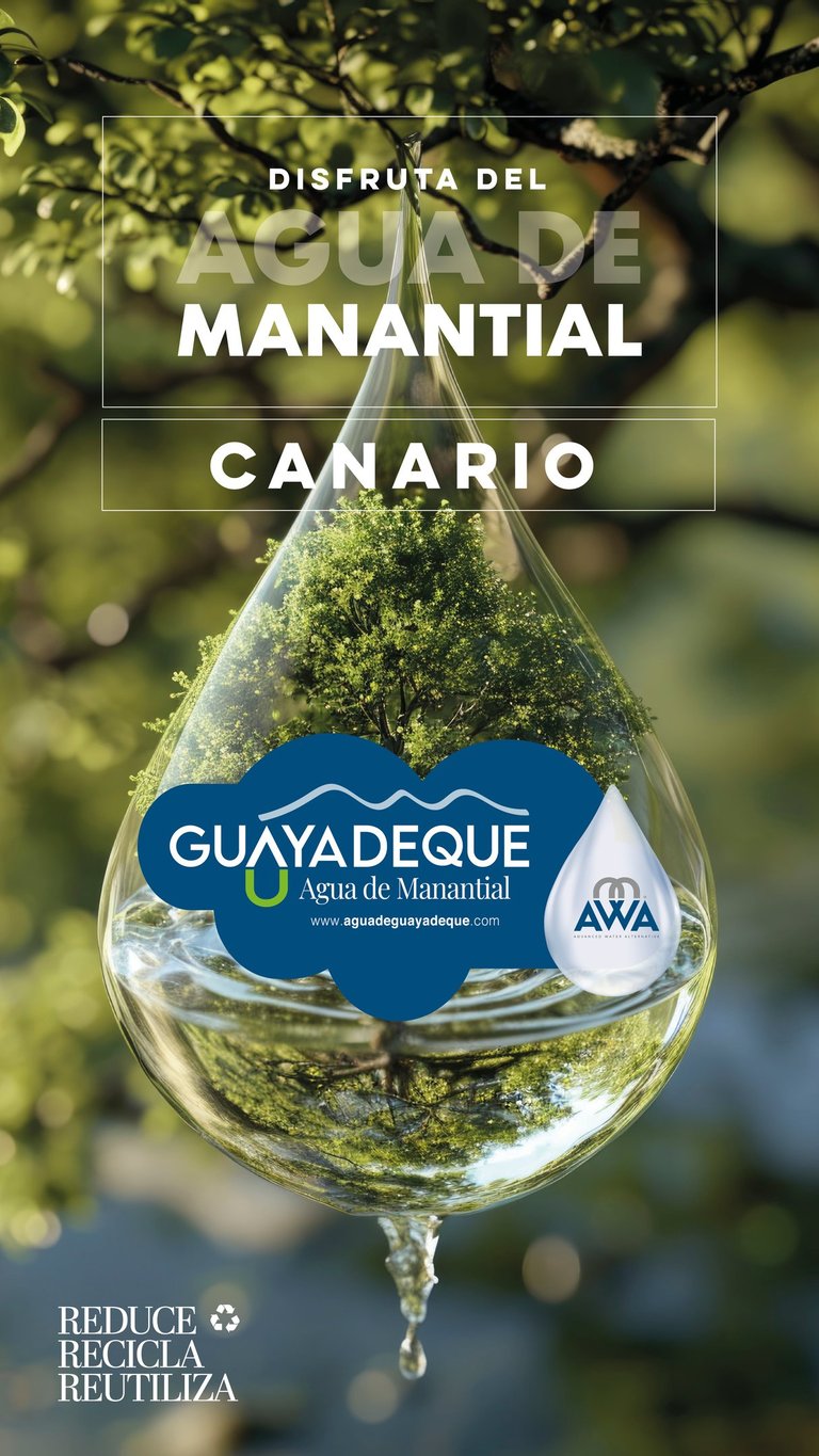 Publicidad de Agua de Manantial Guayadeque en Canarias con mensaje ecológico