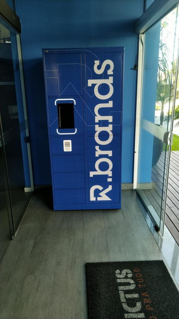 Armário airlocker azul duplo auxiliar empresa condominio locker armario inteligente entrega