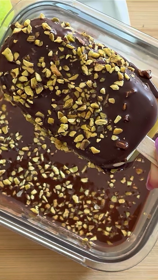 Sprinkle with Chopped Pistachios Before the Chocolate Sets