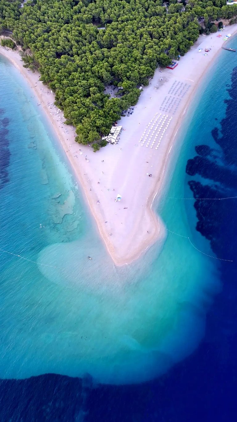 Aerial view of Zlatni Rat (Golden Horn Beach) during a private boat tour from Split