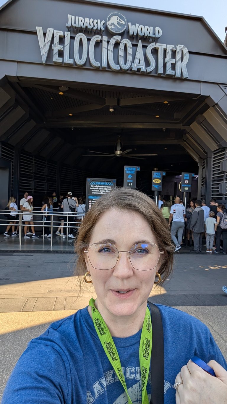 My face after riding VelociCoaster - whew!