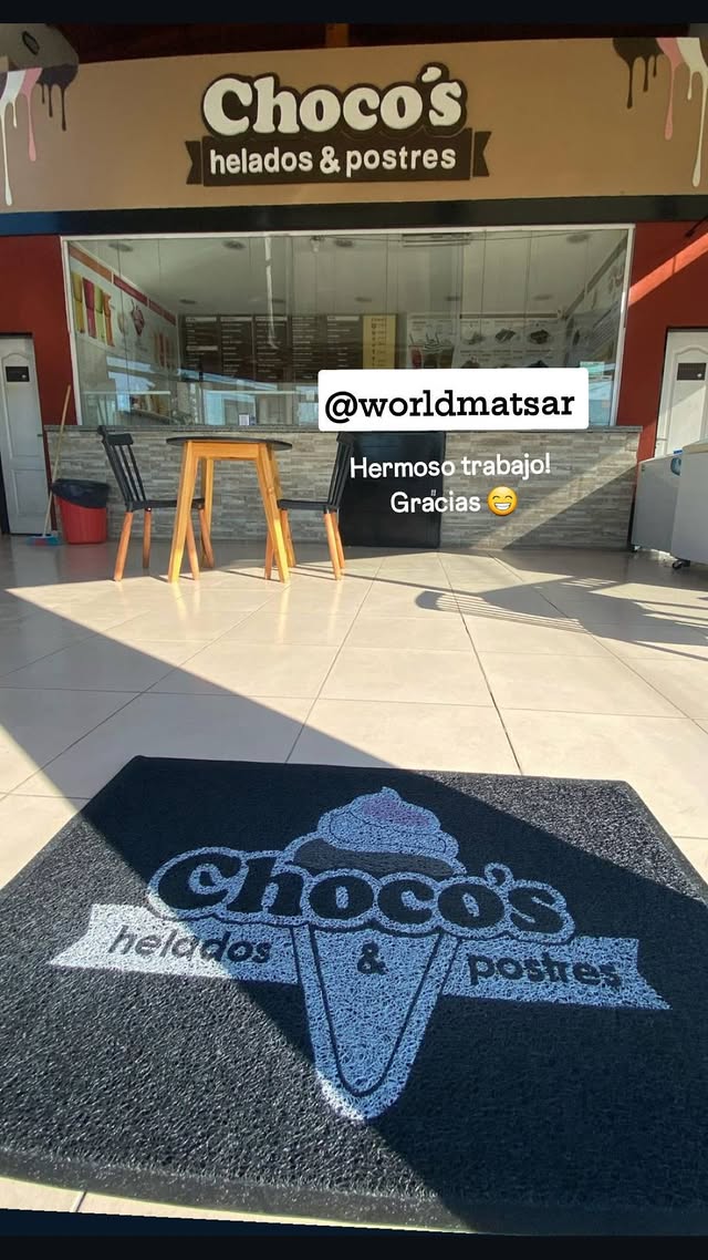 Felpudo personalizado con logo heladeria chocos