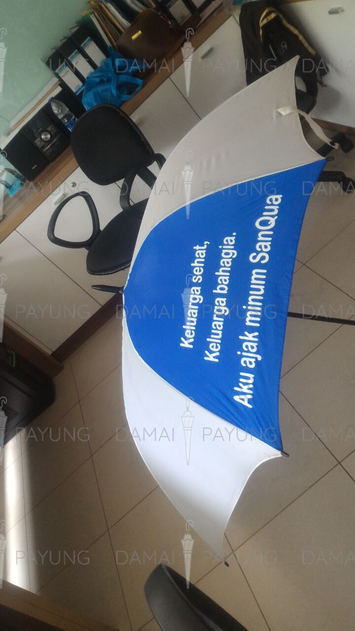 payung promosi polos fiber biru putih detail gambar 2