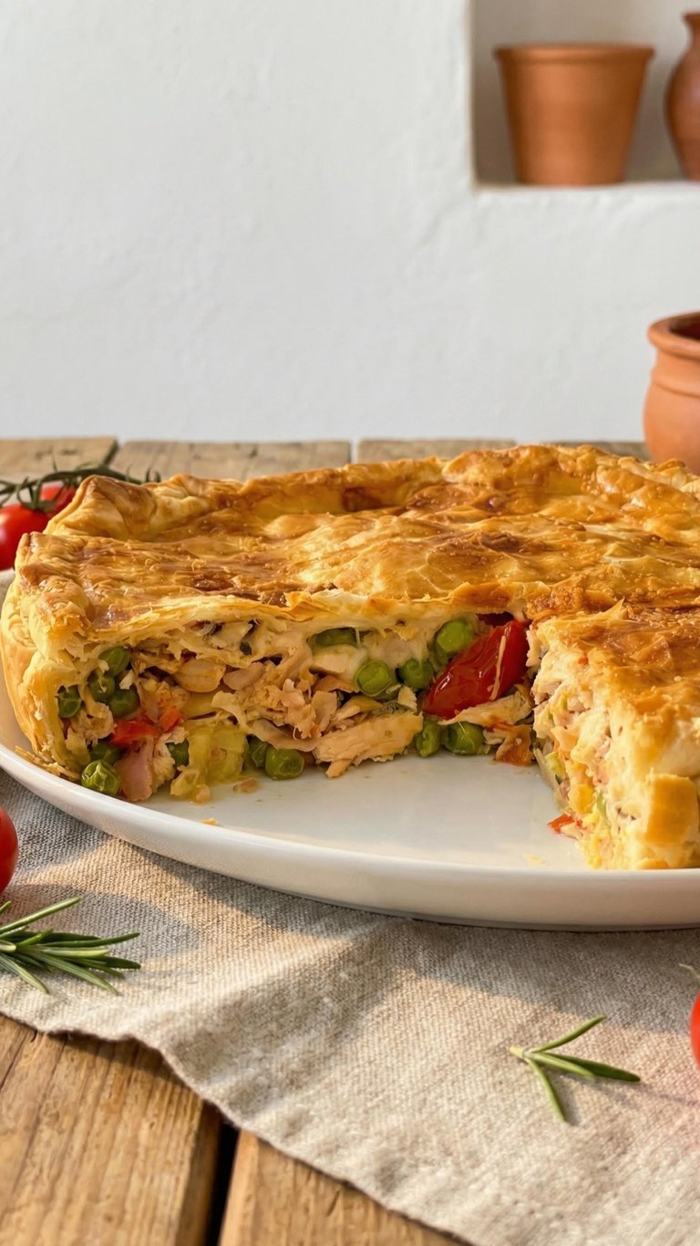 Torta salata di pollo e verdure