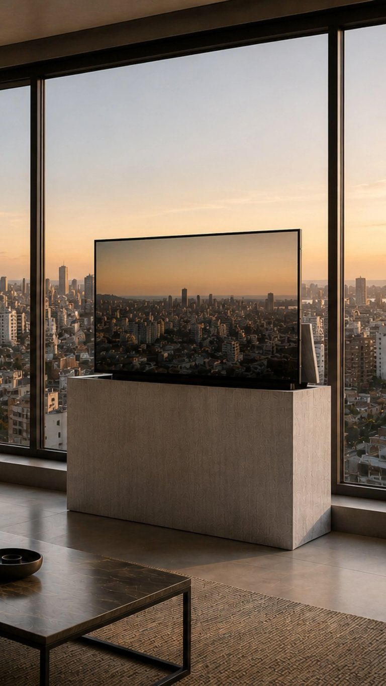 mueble de guardado de tele con sistema TV lift