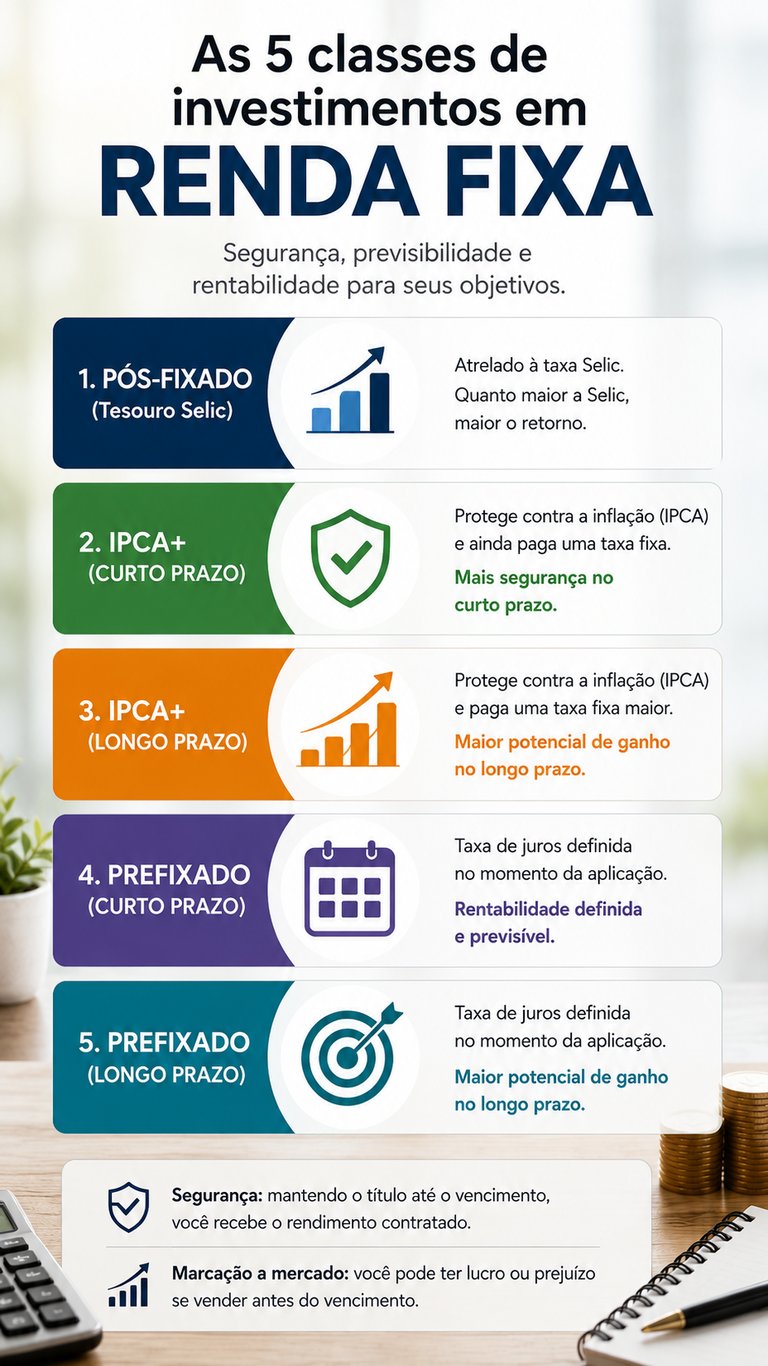 5 classes de investimentos em renda fixa