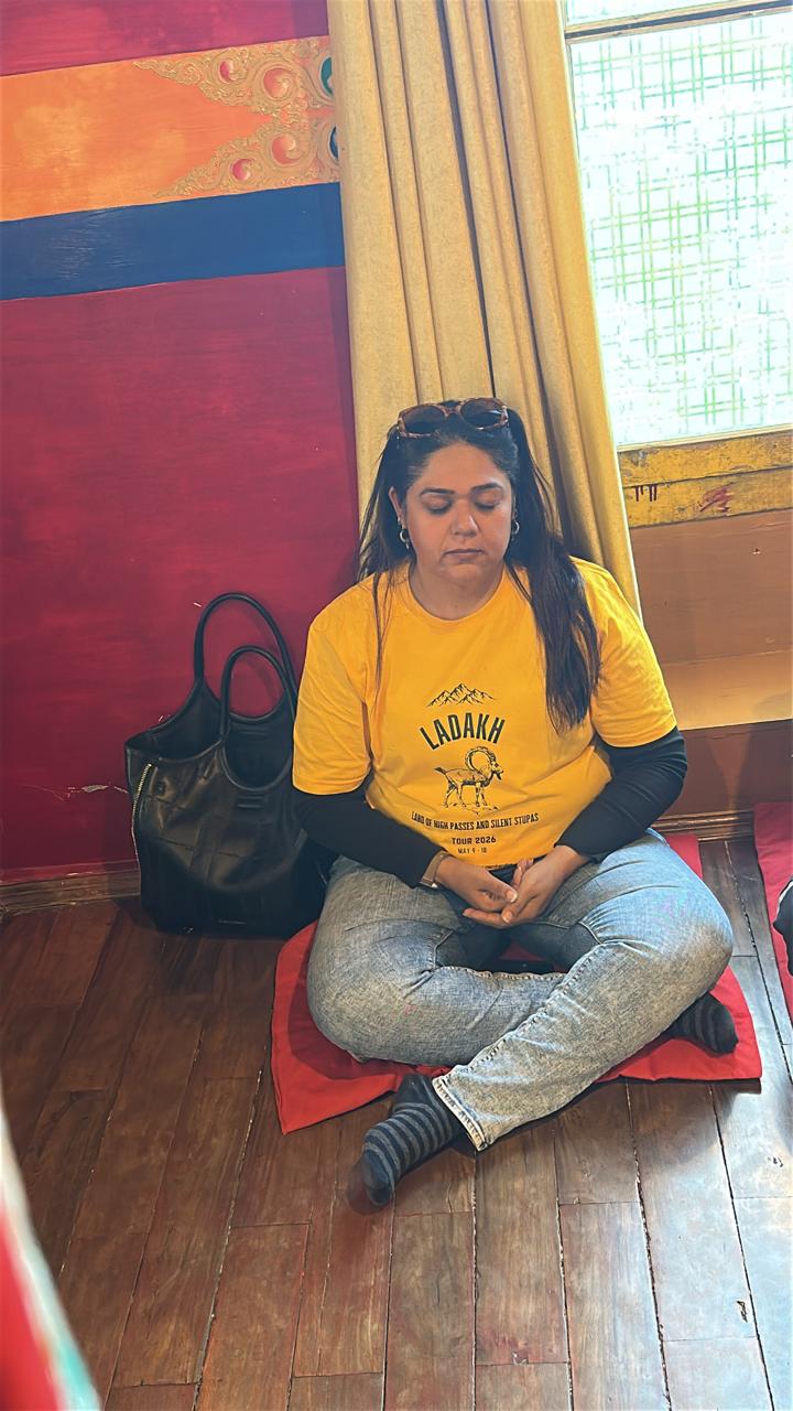 Meditating at the Tara Temple inside the Thiksey Monastery