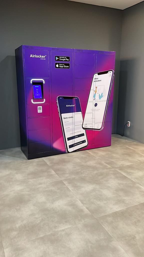 Armário airlocker azul duplo auxiliar empresa condominio locker armario inteligente entrega