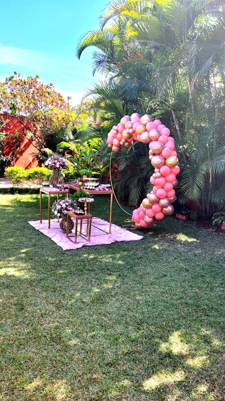 O jardim d espaço ajuda a deixar as fotos ainda mais lindas