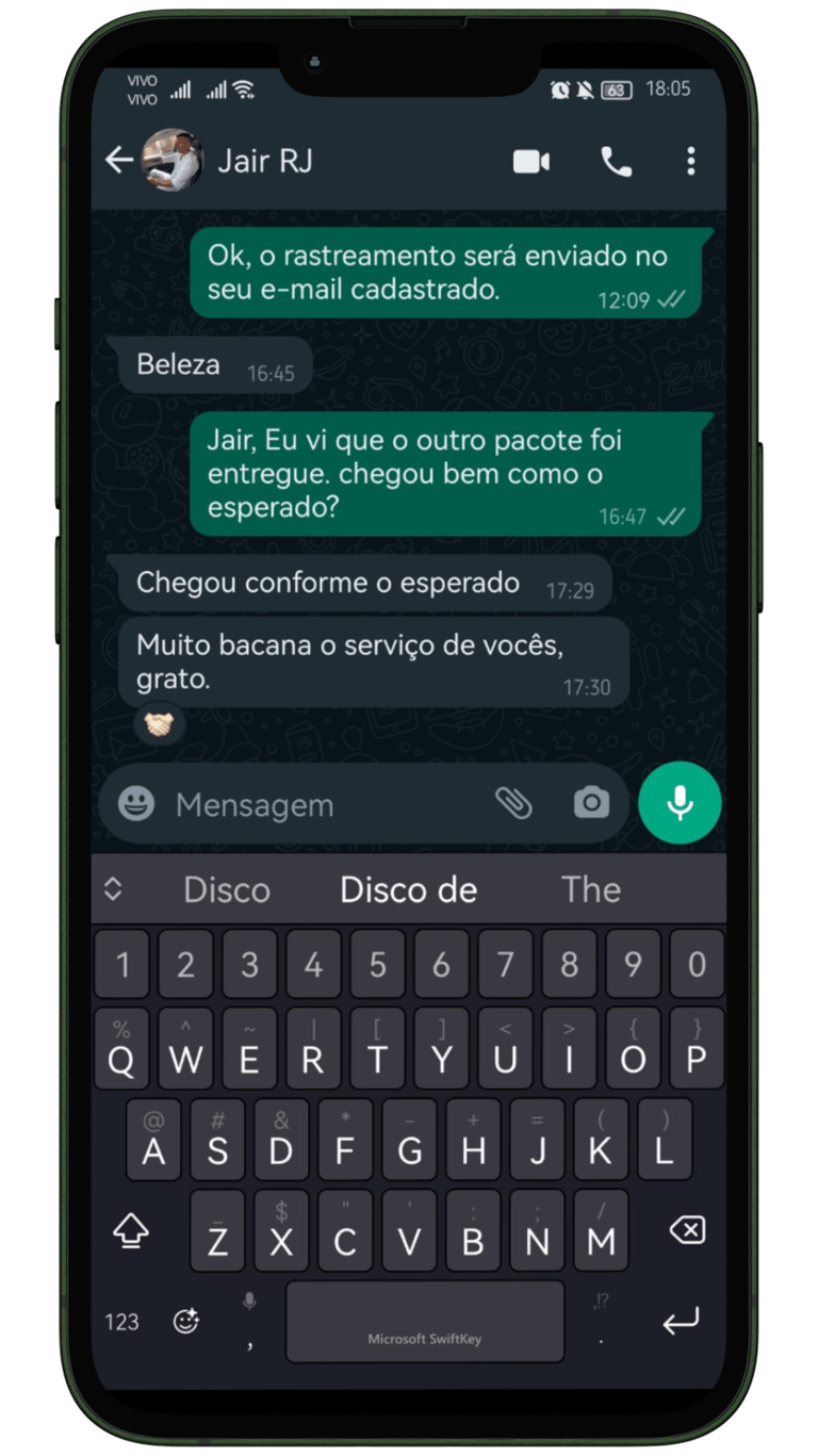 print de uma conversa de whatsapp