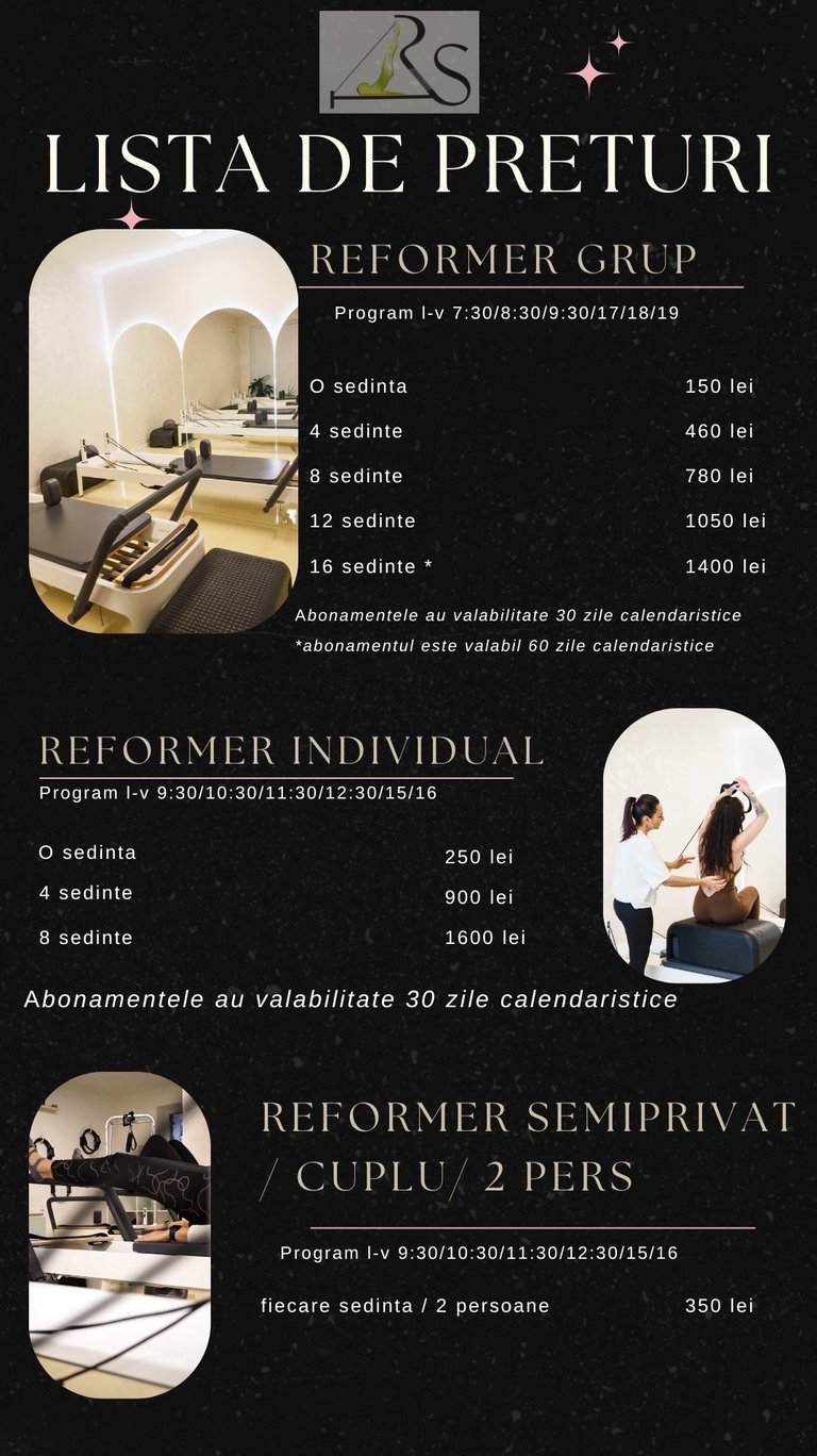 a flyer for a pilateste with a woman in a black dress