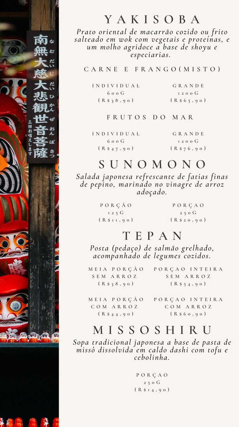 Cardápio Daruma Temaki e Rolls