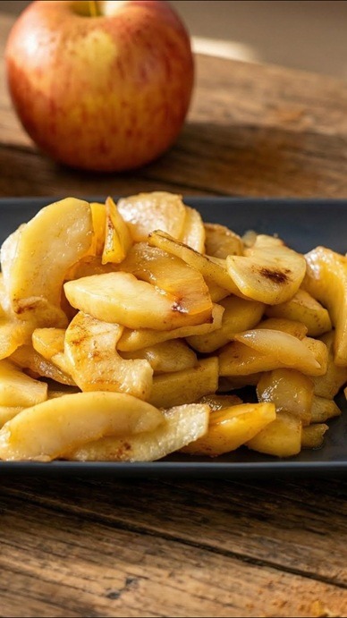 Vegetarian caramelized apples at home without sugar