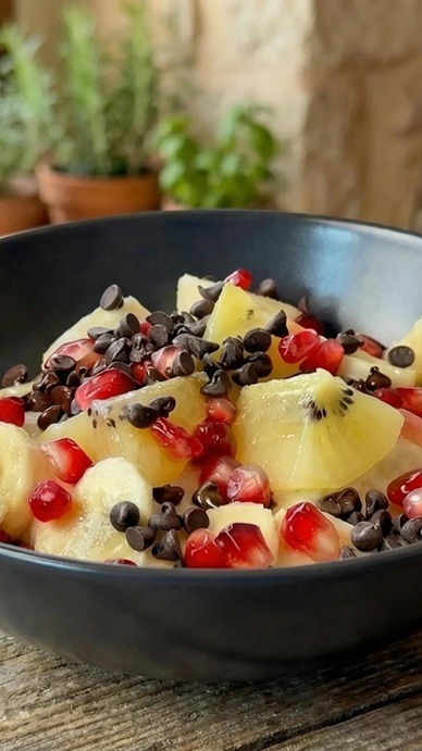 Crema di riso al cocco con frutta fresca