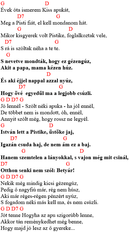 Gitár Akkordok: Kispál és a Borz - Gézengúz