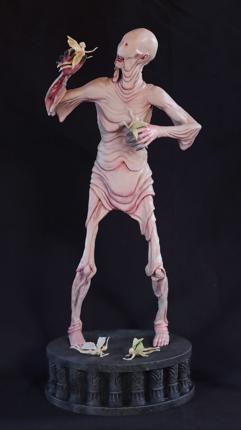 Custom fantasy character sculpture produced using 3D printing, resin casting and hand painting