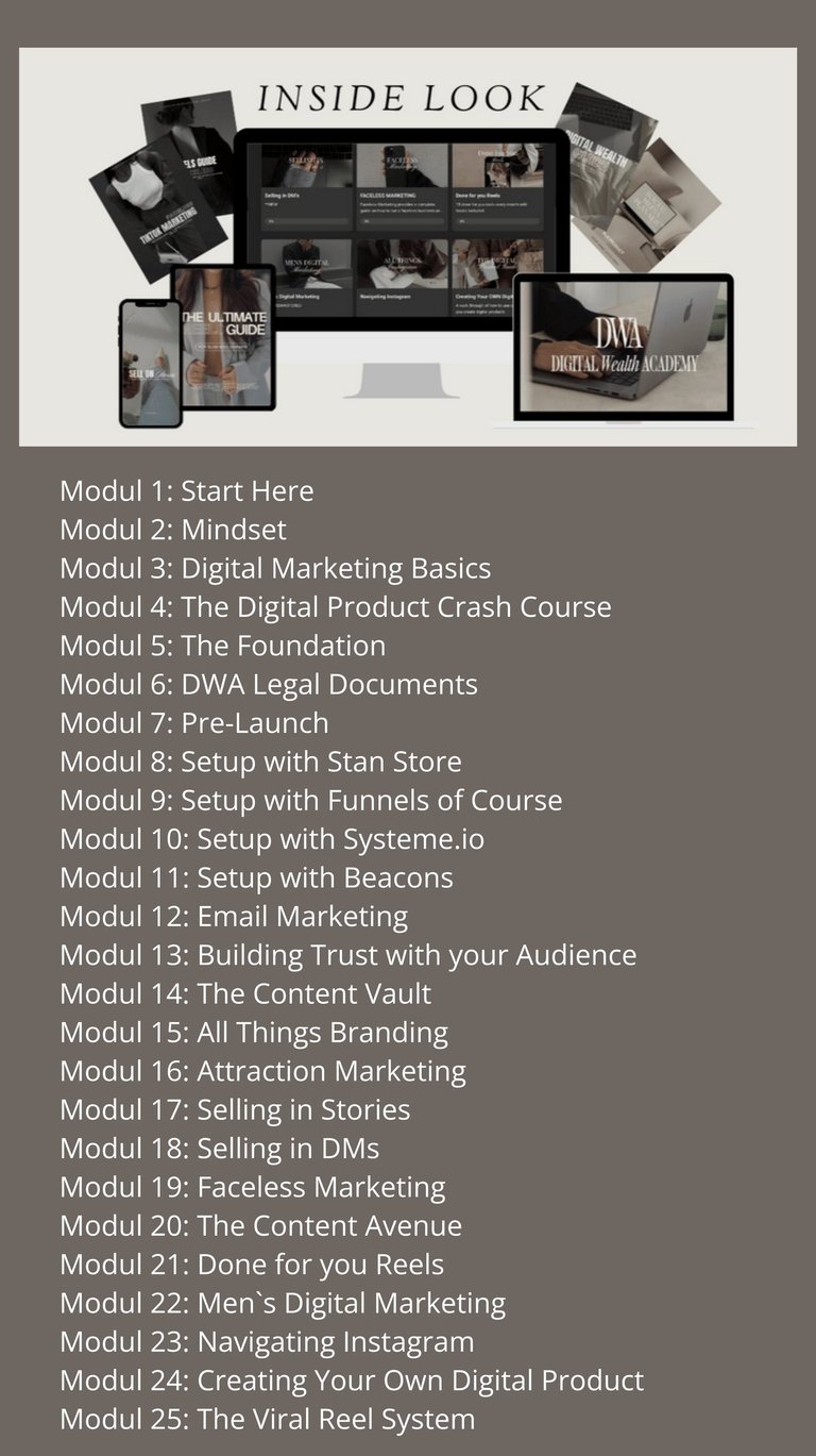 Burnout Business Course – Inside Look with 25 modules on mindset, digital marketing, branding, email marketing, and building 
