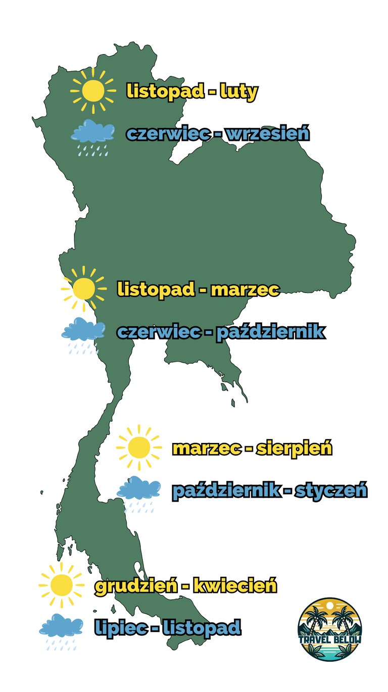 pogoda w Tajlandii mapa