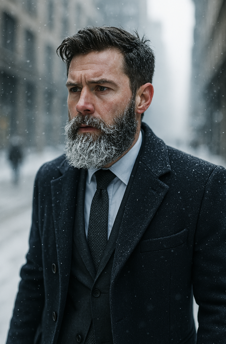 Un homme qui a froid pendant la journée mondiale du climat