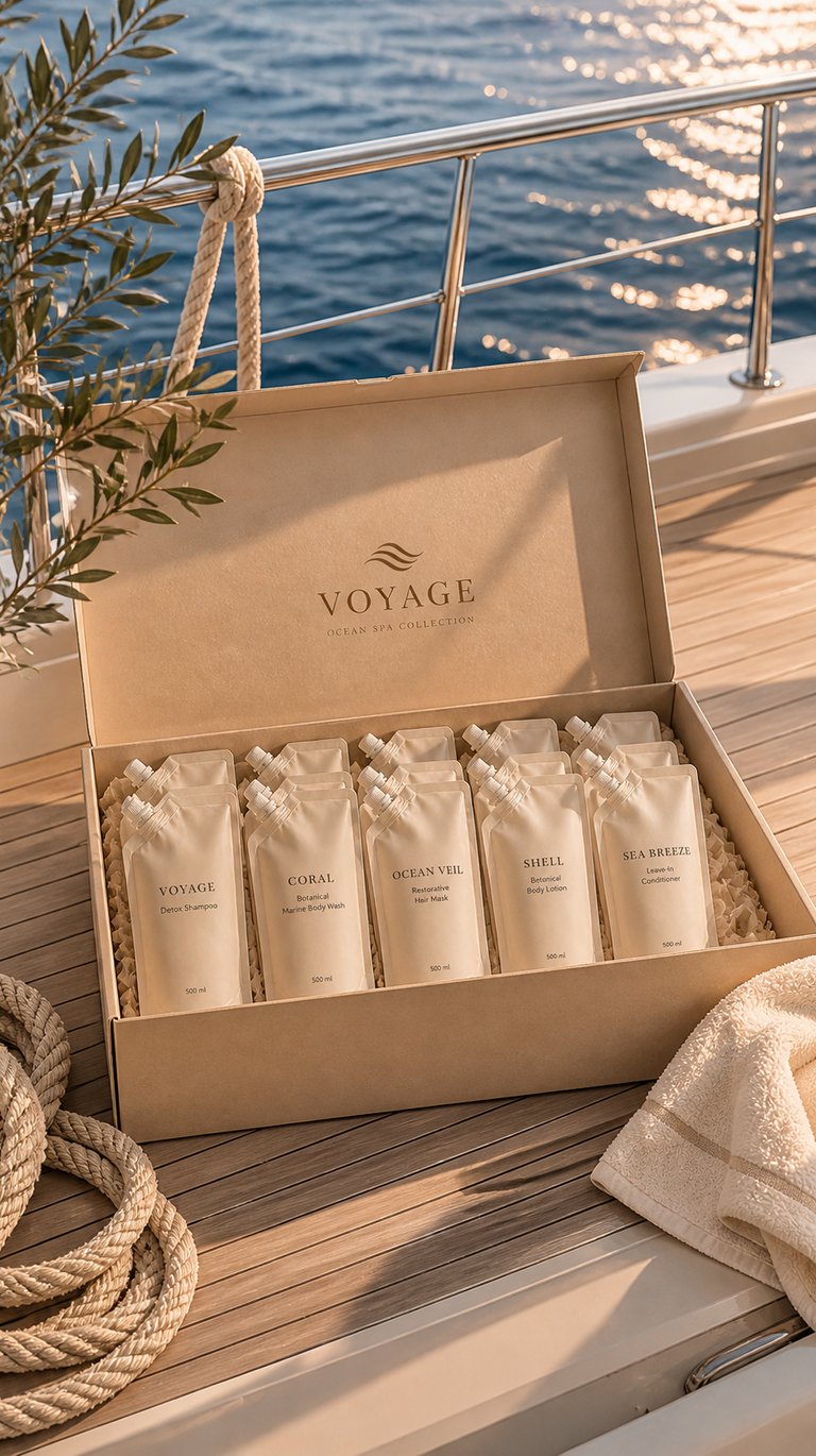 Luxury marine spa refills for efficient onboard storage