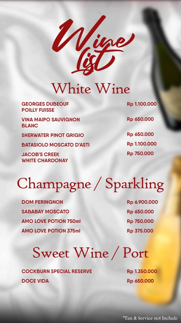Pilihan Champagne, Sweet / Port Wine di Bistronomix Medan