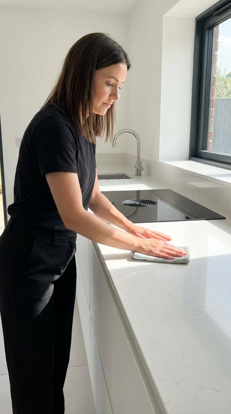 MyCleanHaven cleaning professional wiping kitchen counter