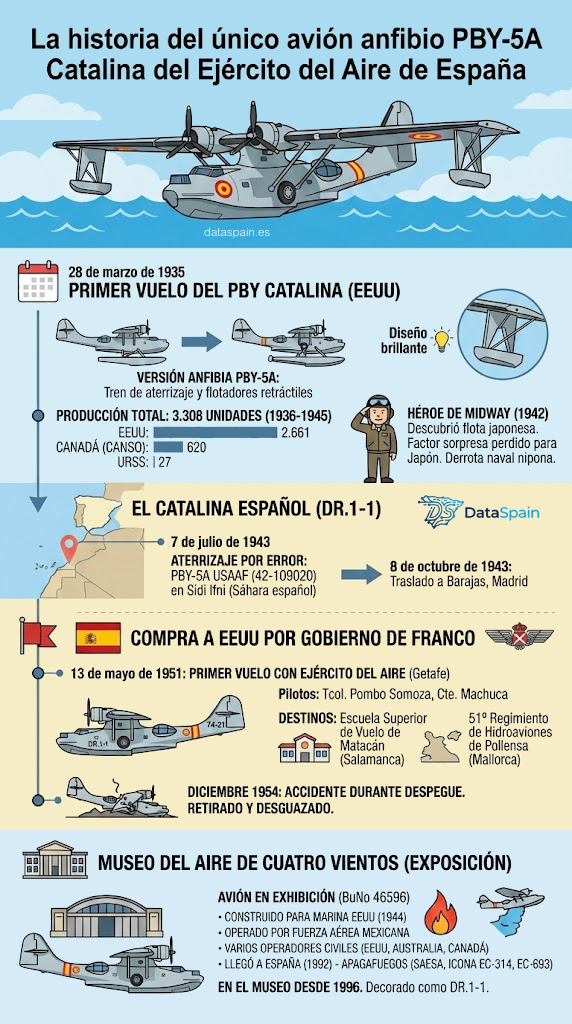 Infografía del PBY-5A Catalina en España: La Historia del mítico DR.1-1
