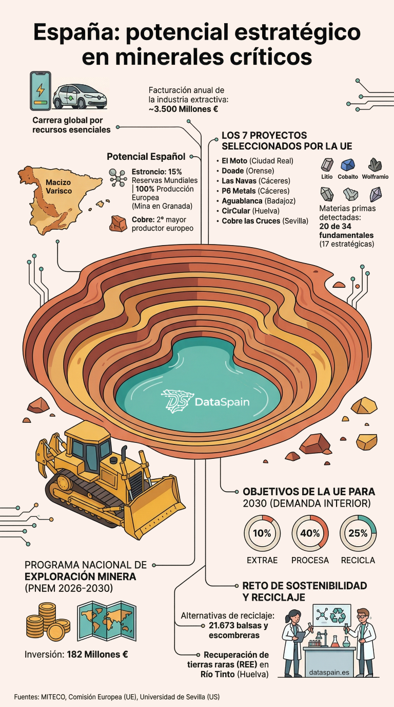Infografía del Potencial Minero de España: Minerales críticos y Tierras Raras