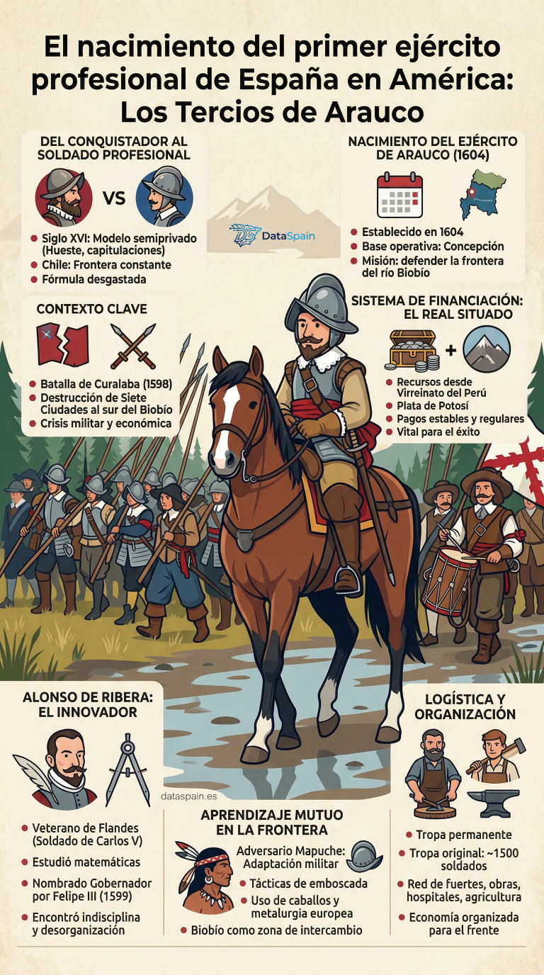 Infografía de los Tercios de Arauco: El primer ejército profesional de España en América