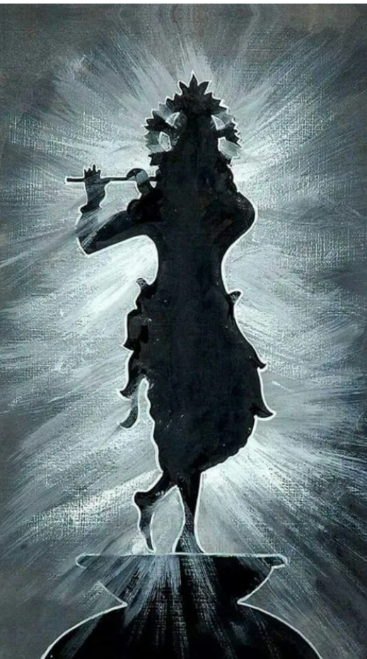 krishna silhouette playing flute 