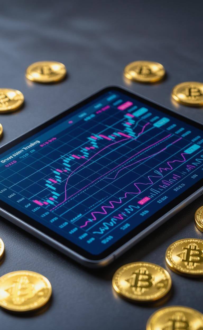 a tablet with a tablet displaying a chart of bitcoin