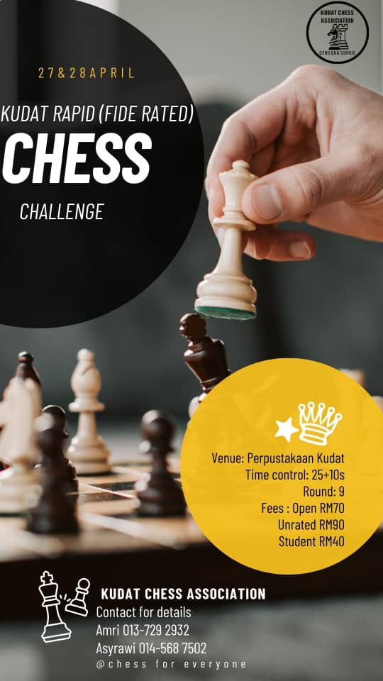 Catur Malaysia Kudat Rapid (FIDE Rated) Chess Challenge 2024. Malaysia Chess Events 