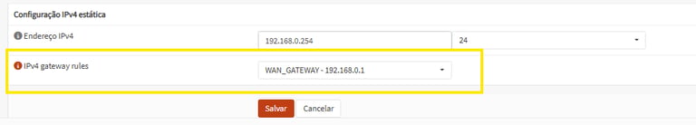Associando o Gateway na Interface WAN do OPNsense - Upstream Gateway