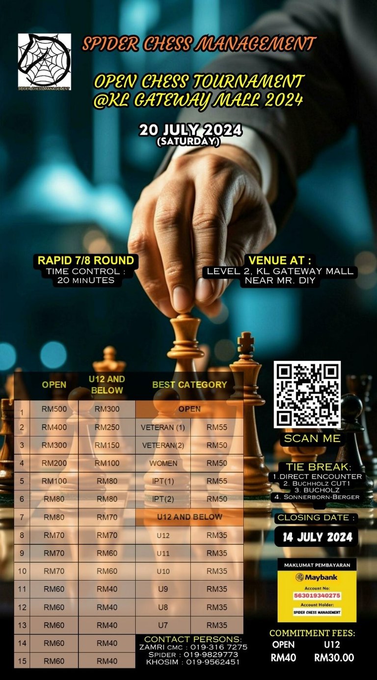 Spider Chess Management Open Malaysia Chess Tournament @ KL Gateway Chess