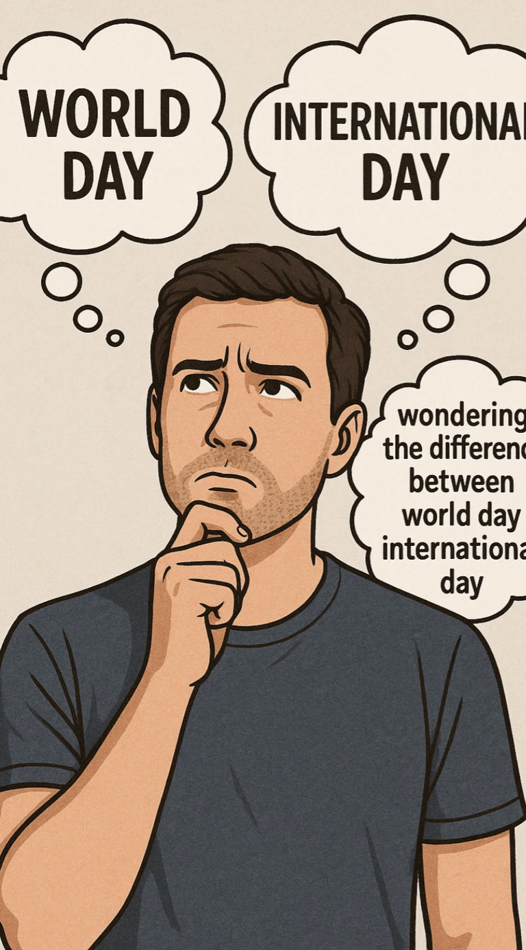 Un homme se demande la différence entre journée mondiale et journée internationale