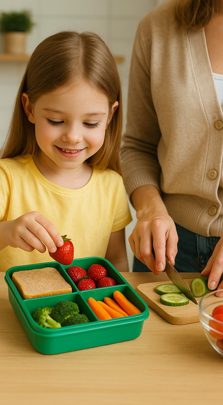 Exemplo de Lancheira Saudável com frutas e sanduíche natural