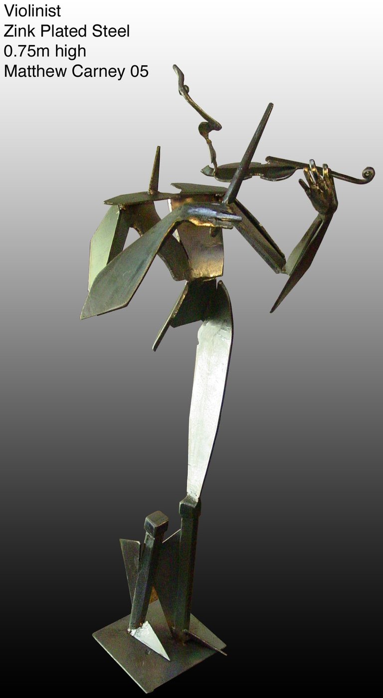 a stylized abstract sculpture of a stylized abstract sculpture of a man playing a violin