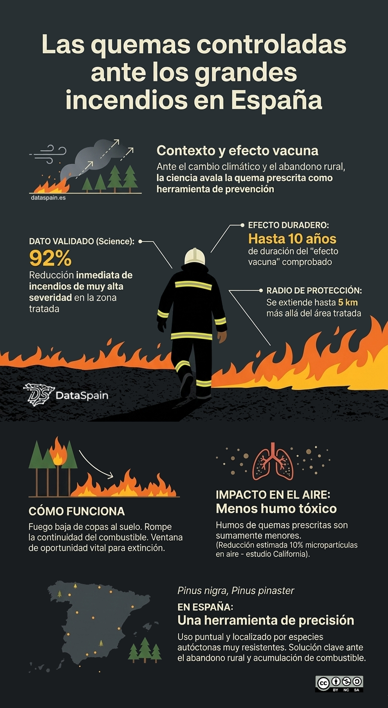 Infografía de las quemas controladas en España: Prevención de incendios forestales