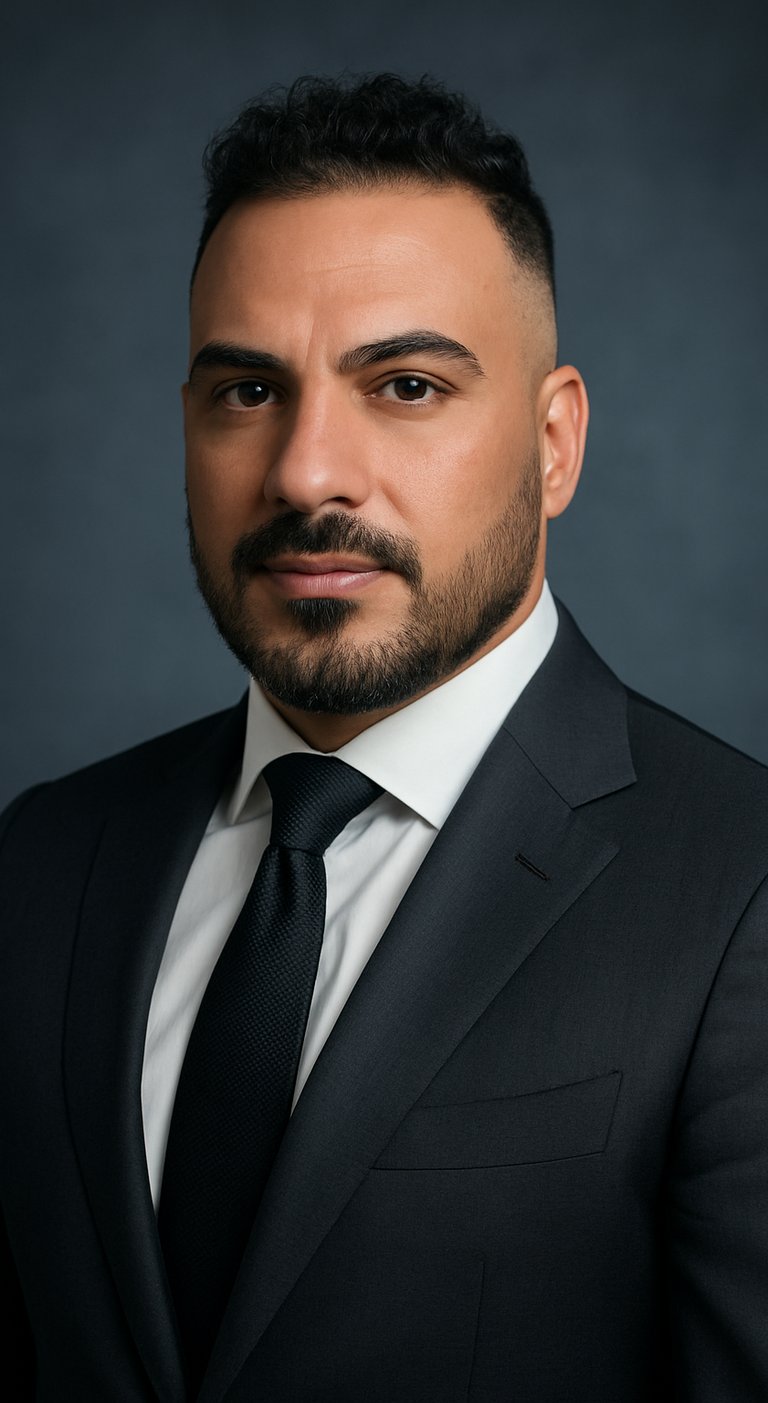 a man in a suit and tie with a beard
